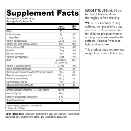 Vista 2 de FAST BOOST Mezcla de Bebida Energética e Hidratación - Limonada Paquetes de Polvo de Electrolitos Sin Azúcar con Antioxidantes, Extracto de Té