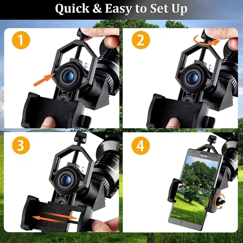 Vista 8 de Adaptador universal para teléfono celular, compatible con telescopio monocular binocular y microscopio para moto, etc. Registra la naturaleza