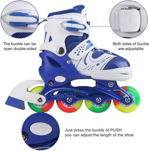 Vista 6 de Adjustable Inline Skates for Kids Ages 4–12, Light Up Wheels, Beginner Roller Skates for Boys & Girls, Outdoor & Indoor Skating Gift