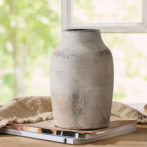 Vista 215 de SIDUCAL Florero decorativo de cerámica Florero rústico de 7.48 pulgadas para decoración del hogar, mesa, sala de estar, baño, escritorio de café
