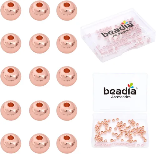 Vista 24 de BEADIA - Cuentas espaciadoras redondas bañadas en oro de 14 quilates, 2 mm, 600 piezas para hacer joyas sin decoloración