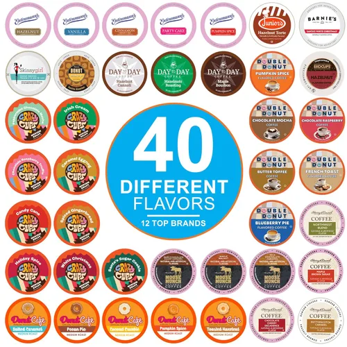 Vista 11 de Crazy Cups Paquete variado de cápsulas de café descafeinado con sabor compatibles con cafeteras Keurig K Cup, 40 unidades, muestras de café