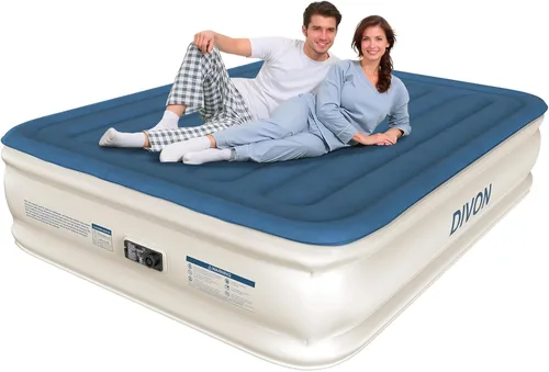 Vista 11 de DIVON Colchón de aire doble con bomba incorporada elevada, colchón inflable individual de 18 pulgadas en 2 minutos, colchón inflable plegable