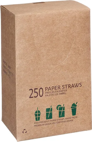 Vista 2 de Paquete de 750 pajitas de papel desechables, envueltas, color blanco, 7.5 in, compostables, biodegradables, agradables a la tierra, pajitas de papel