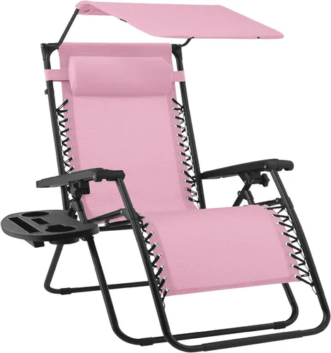Vista 40 de Best Choice Products Silla reclinable plegable de gravedad cero para exteriores, de patio, para salón al aire libre, con toldo ajustable