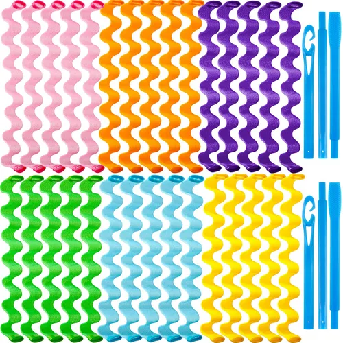 30 piezas de rizadores sin calor, ondas sin calor, rizos en espiral, kit de peinado con 2 piezas de ganchos de peinado para la mayoría de peinados
