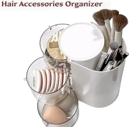 Vista 2 de Organizador de accesorios para el cabello con 2 ganchos, organizador de accesorios para el cabello para niñas con soporte para cepillo de pelo
