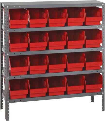 Vista 176 de Quantum QSBU-245BK Heavy Duty Shelving Unit with (7) Shelves and (24) QUS245 Black Bins for Garage Warehouse Storage Distribution 400 lb Load
