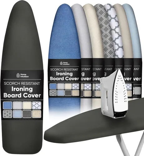 Vista 12 de Home Intuition Funda para tabla de planchar extra gruesa y almohadilla de hierro resistente a la quema con cierre de y borde elástico, 15 x 54