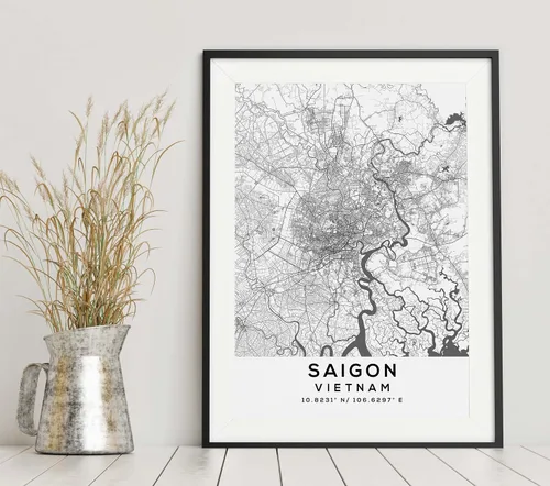 Vista 6 de Mapa de Saigón, Vietnam, Light 2 (12x16)