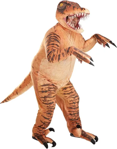 Disfraz de velociraptor de talla grande para adultos, disfraz de dinosaurio aterrador con garras y dientes, mono de dinosaurio jurásico para