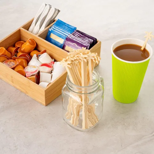 Vista 8 de Restaurantware Restpresso - Agitadores de café de 6.8 pulgadas, 100 palitos desechables de palmera, resistentes para bebidas calientes y frías