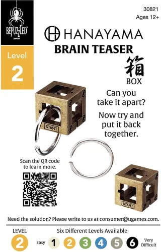 Vista 2 de BePuzzled Box Hanayama Metal Brainteaser Puzzle Mensa Rated Level 2, for Ages 12 and Up