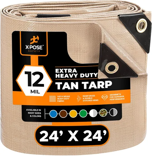 Vista 63 de Xpose Safety Lona protectora de polietileno plateado resistente de 5 x 7 pies - Funda protectora multiusos - Duradera, resistente al agua