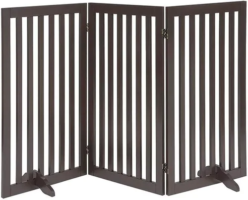 Vista 43 de unipaws Puerta para mascotas independiente de 24" de altura para perro y gato, puertas de madera para perros para entrada, escaleras, valla plegable