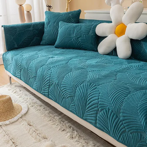 Vista 10 de Toalla de sofá de terciopelo, funda gruesa acolchada de felpa para sofá, protectores universales de muebles de color sólido, funda de sofá modular