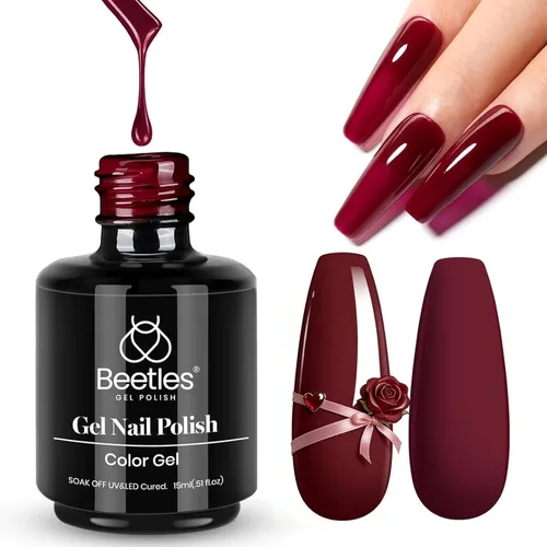 Vista 180 de Beetles - Esmalte de uñas de gel blanco perla, 0.5 onzas líquidas, color blanco perla, brillante, sirena, concha nacarada, esmalte de uñas de gel