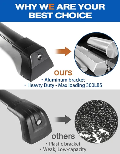 Vista 5 de Wonderdriver Barras Transversales para Techo de Alta Resistencia 260 lbs con Cerradura Compatibles con Jeep Grand Cherokee 2011-2021