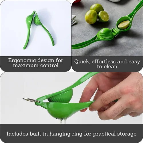 Vista 2 de IMUSA Exprimidor manual de limón o lima, exprimidor de cítricos para máxima extracción, verde