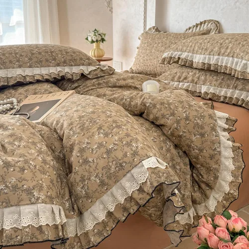 Vista 67 de VM VOUGEMARKET Juego de Funda de Consolador Romántica con Volantes Twin Estilo Princesa para Niñas Juego de Ropa de Cama de Flores Moradas