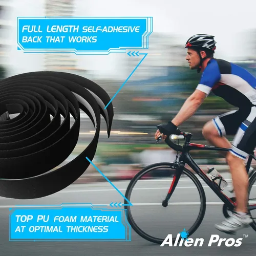 Vista 5 de ALIEN PROS Juego de 6 cintas de manillar de bicicleta amarilla y verde Bianchi EVA – Envuelve tu bicicleta para un paseo cómodo y impresionante