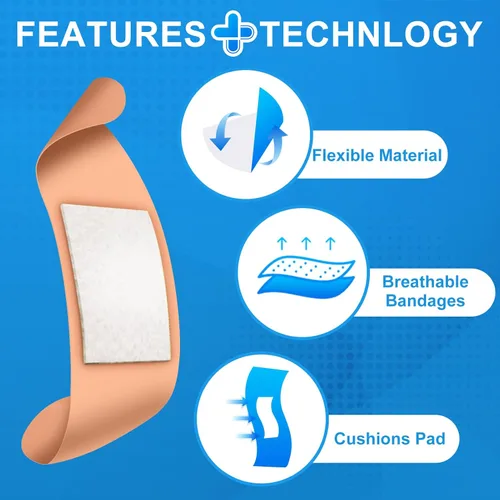 Vista 5 de Paquete variado de vendajes, 200 vendajes surtidos a granel, vendaje adhesivo grande para la punta de los dedos, vendaje impermeable transpirable