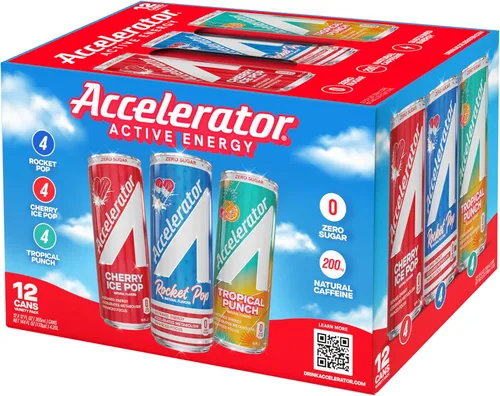 Vista 16 de Accelerator Bebida energética sin azúcar, lata de helado de cereza de 12 onzas (paquete de 12), bebidas energéticas sin azúcar con energía sostenida