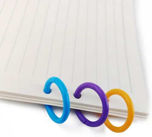 Vista 4 de TIHOOD - 210 piezas de anillos de plástico multicolor para encuadernación - Flexibles para tarjetas, documentos y muestras - 7 colores (20 mm)