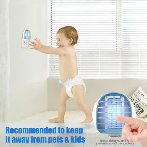 Vista 6 de Exterminador de insectos para interiores, trampa para moscas para interiores, mata mosquitos electrónico con luces azules para sala de estar, hogar