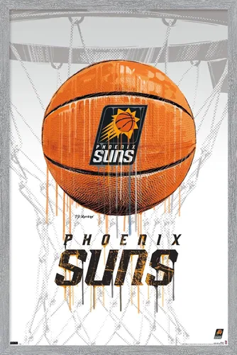 Vista 12 de Trends International NBA Phoenix Suns - Póster de pared Drip Basketball 21, 14.725 x 22.375 pulgadas, versión enmarcada de madera de granero
