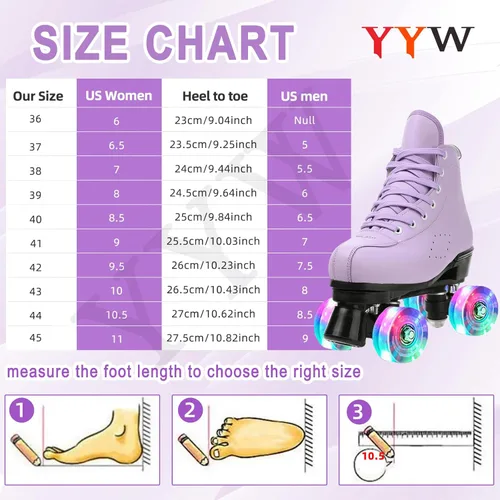 Vista 6 de YYW Patines clásicos de doble fila de cuero PU para mujer - Interior/exterior