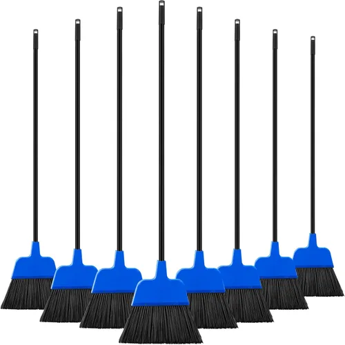 Vista 8 de 8 escobas para exteriores para limpieza de suelos de 54 pulgadas, escoba comercial resistente, mango largo, escobas angulares para barredora, Negro