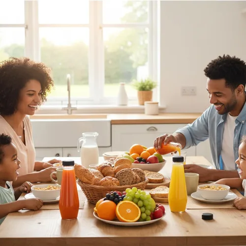 Vista 6 de Moretoes 80 botellas de jugo de 12 onzas, botellas vacías de plástico para exprimir con tapas, contenedores de bebidas transparentes reutilizables a