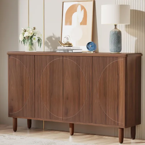 Vista 10 de Tribesigns Aparador de buffet con almacenamiento, armario de almacenamiento moderno, mesa de buffet con puertas para sala de estar, cocina, comedor