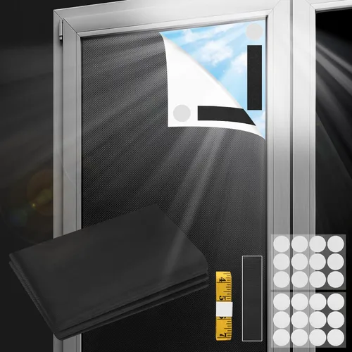 Vista 8 de Persianas opacas para ventana de dormitorio, 197 x 57 pulgadas, 100% opacas, película de papel, cortinas opacas portátiles de viaje, cortinas opacas