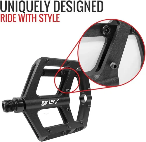 Vista 5 de BV Bike Pedals with Replaceable Pins Flat, Lightweight & Durable Bicycle Pedals with Great Grip Made of Alloy Steel & Plastic - Ideal for BMX