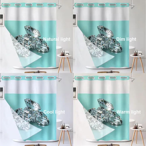 Vista 266 de Shrahala Father and Child Embracing No Hooks Shower Curtain with Snap in Liner Set, Tender Moment Captured Bathroom Décor Polyester Fiber Waterproof