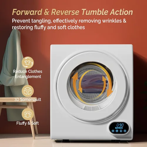 Vista 4 de ROVSUN Secadora de ropa portátil, secadora de tambor de lavandería de carga frontal de alta gama de 110V 850W, secadora eléctrica de 1.5 pies