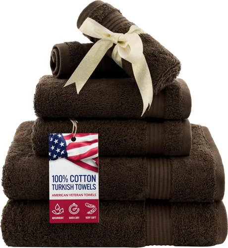 Vista 25 de Juego de toallas American Veteran Towel, de lujo, 6 piezas de algodón 100 % turco para máxima suavidad y absorción, para hotel y spa