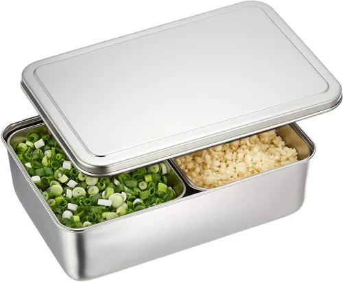 TIKUSAN Yakumi - Contenedor de acero inoxidable para condimentos, bandeja de almacenamiento de especias con tapa, tamaño mediano, fabricado en Japón