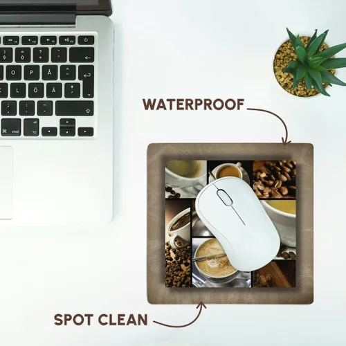 Vista 7 de 3dRose LLC - Alfombrilla de mouse de 8 x 8 x 0.25 pulgadas, collage temático de café (mp_28754_1)