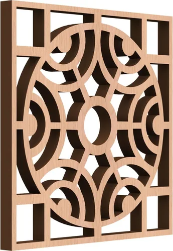 Vista 45 de 11 3/8"W x 11 3/8"H x 1/4"T Small Walton Decorative Fretwork Wood Wall Panels, Hickory