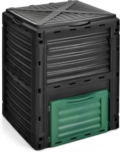Vista 10 de Happygrill Contenedor de compostaje para exteriores, caja de compostaje con tapa superior con pestillo, compostador de 80 galones para desechos
