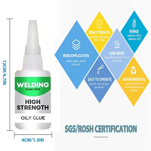 Vista 6 de Pegamento aceitoso de alta resistencia para soldadura, superpegamento universal, pegamento instantáneo poderoso para resina, cerámica, metal, vidrio
