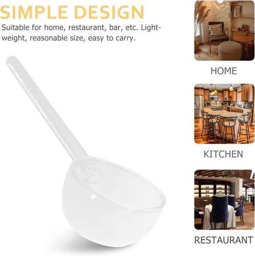 Vista 3 de Cucharón para servir de vidrio Cuchara de sopa Cuchara de postre Novedad Cuchara de postre Mango rosa Claro s Cucharón Cucharón Helado Agitar Sopa