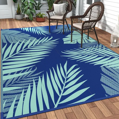Vista 49 de GENIMO - Alfombra para exteriores de 6 x 9 pies, impermeable, reversible, de pajillas de plástico, para patio, espacios amplios, ligera