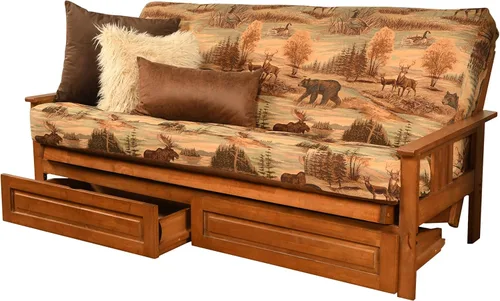 Vista 114 de MFD Futón Montana, Verde, Tela Madera, Colchón de ante de turba