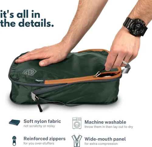 Vista 4 de TRIPPED Travel Gear Compression Packing Cubes for Travel - Luggage and Backpack Organizer Packaging Cubes for Clothes