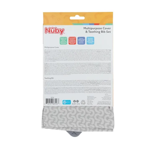 Vista 7 de Nuby Funda de lactancia 5 en 1 con babero de dentición de más de 3 meses, gris