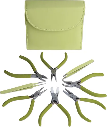 Vista 10 de The Beadsmith Alicates de color de moda – Juego de 8 herramientas delgadas a juego de color – Embrague a juego en azul claro – Kit de suministro